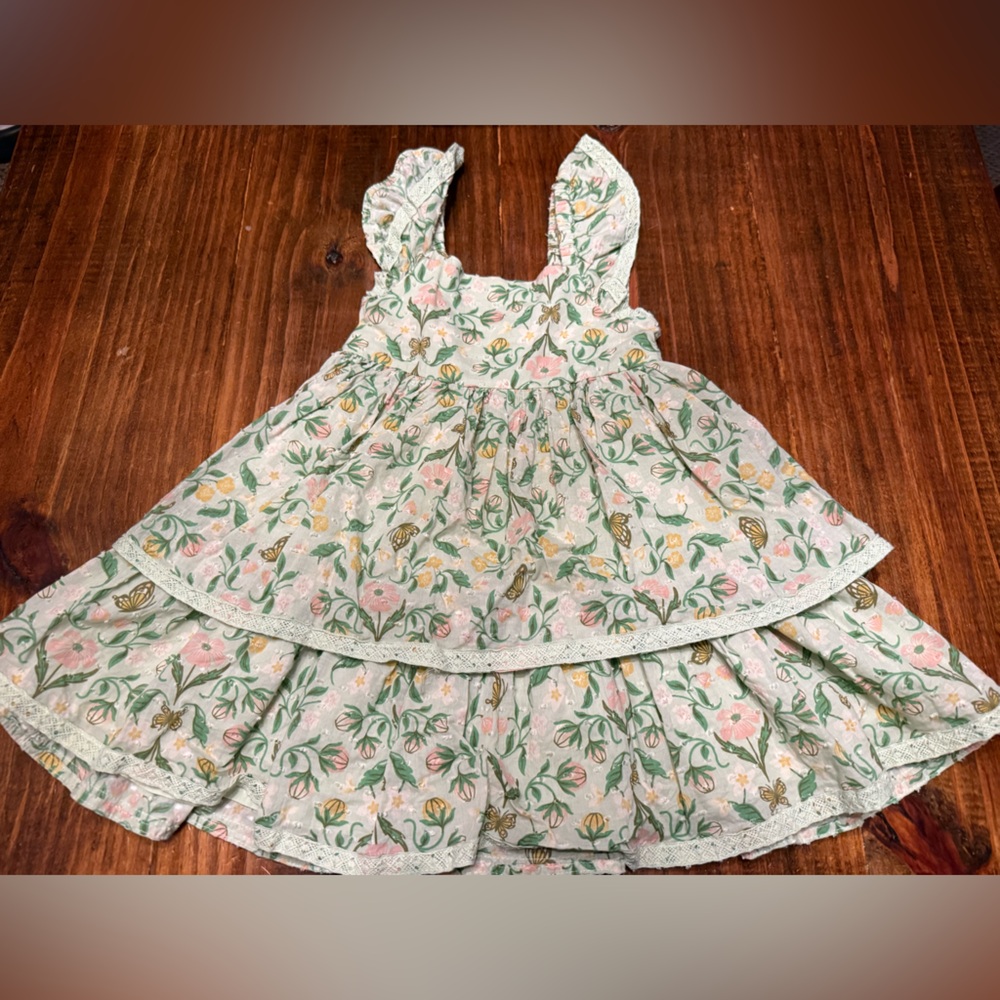 Cupcakes & Cashmere Green Floral and butterfly Dress